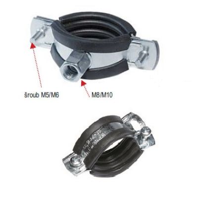 Držiak rúry M12 s gum.tes.57-63 mm,DN50,dvojskrut.M10